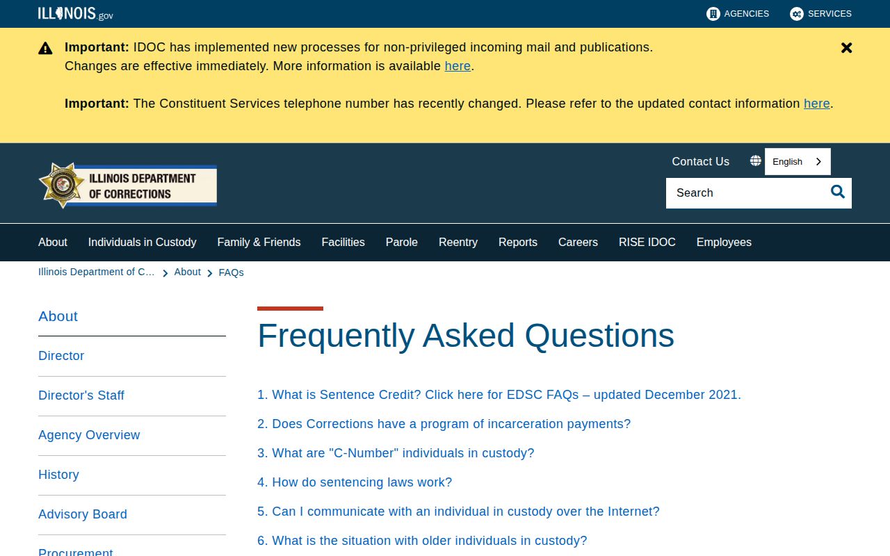 IDOC earned sentence credit frequently asked questions