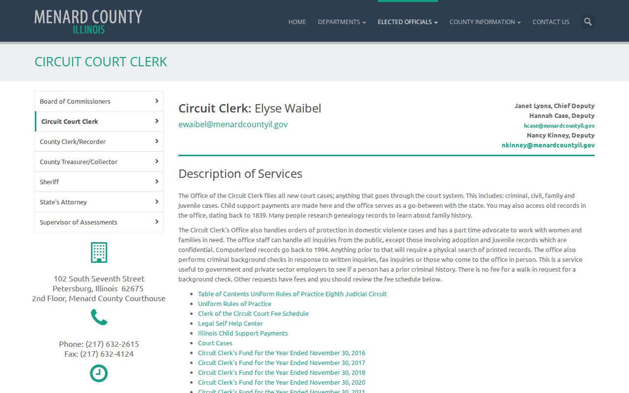 Menard County Circuit Clerk release record information